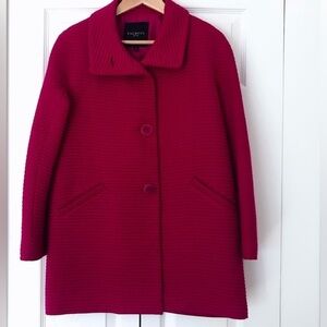 Talbots Tie Peacoats Pink Fuchsia Women Coat size 14 wool